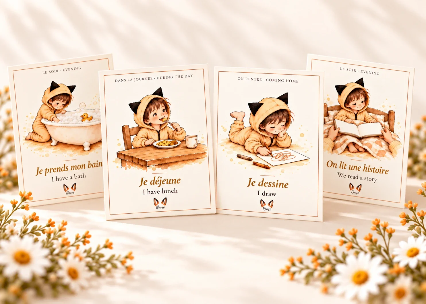 Bilingual visual routine cards